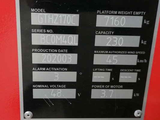 Nacelle articulée Hangcha GTHZ170C