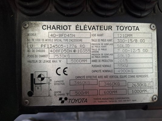 Chariot élévateur frontal 4 roues Toyota 408 FD45 N